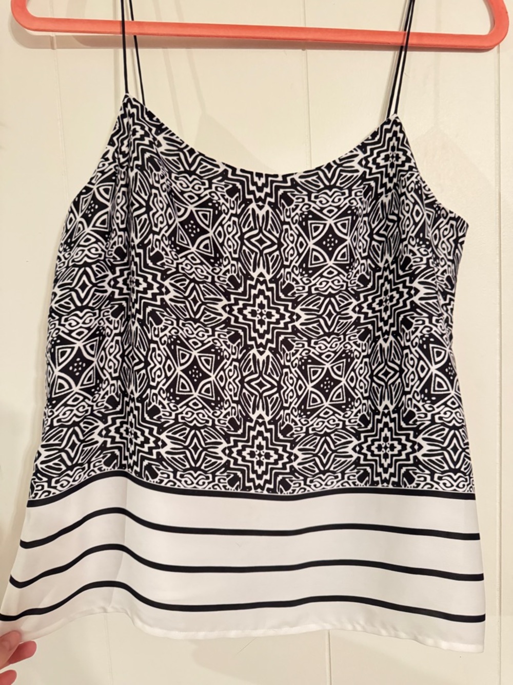 Banana Republic Black and White Geometric Spaghetti-Strap Cami